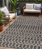 5' X 8' Black And Gray Trellis Indoor Outdoor Area Rug