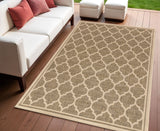 4' X 6' Brown And Beige Geometric Indoor Outdoor Area Rug
