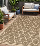 5' X 8' Brown And Beige Geometric Indoor Outdoor Area Rug