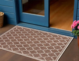 3' X 5' Espresso And Taupe Geometric Indoor Outdoor Area Rug