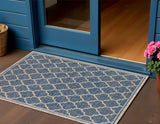 3' X 5' Navy Blue And Gray Geometric Indoor Outdoor Area Rug
