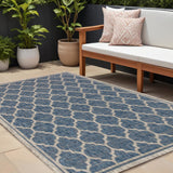 8' X 10' Navy Blue And Gray Geometric Indoor Outdoor Area Rug
