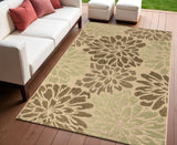 4' X 6' Sage And Brown Floral Indoor Outdoor Area Rug