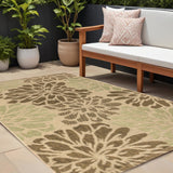 8' X 10' Sage And Brown Floral Indoor Outdoor Area Rug