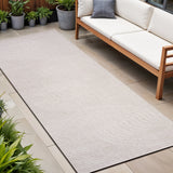 10' Ivory And Cream Striped Indoor Outdoor Runner Rug