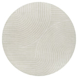 9' Ivory And Cream Round Striped Indoor Outdoor Area Rug