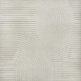 9' Ivory And Cream Square Striped Indoor Outdoor Area Rug
