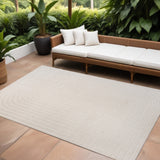 6' X 9' Ivory And Cream Striped Indoor Outdoor Area Rug