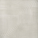 8' Ivory And Cream Square Striped Indoor Outdoor Area Rug