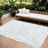 6' X 9' Light Blue And Ivory Abstract Indoor Outdoor Area Rug