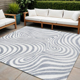 6' Light Blue And Ivory Square Abstract Indoor Outdoor Area Rug