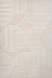 6' X 9' Ivory And Cream Striped Indoor Outdoor Area Rug