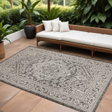 6' X 9' Gray And Black Medallion Indoor Outdoor Area Rug