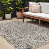 6' X 9' Black And Gray Medallion Indoor Outdoor Area Rug