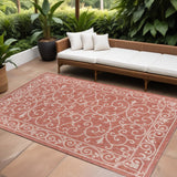 6' X 9' Red And Beige Medallion Indoor Outdoor Area Rug