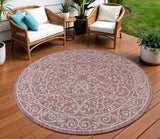 9' Red And Beige Round Medallion Indoor Outdoor Area Rug