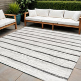 4' Ivory And Black Square Striped Indoor Outdoor Area Rug
