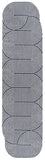 8' Cream And Navy Blue Abstract Indoor Outdoor Runner Rug