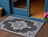 3' X 5' Dark Gray And Cream Medallion Indoor Outdoor Area Rug