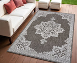 4' X 6' Light Brown And Cream Medallion Indoor Outdoor Area Rug