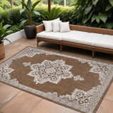 8' X 10' Terra Cotta And Cream Medallion Indoor Outdoor Area Rug