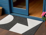3' X 5' Black And Cream Geometric Indoor Outdoor Area Rug