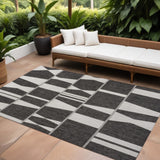 8' X 10' Black And Cream Geometric Indoor Outdoor Area Rug