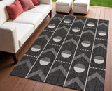4' X 6' Black And Cream Geometric Indoor Outdoor Area Rug