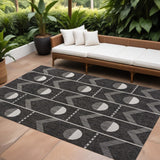 8' X 10' Black And Cream Geometric Indoor Outdoor Area Rug