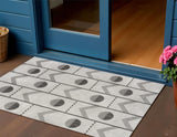 3' X 5' Cream And Black Geometric Indoor Outdoor Area Rug