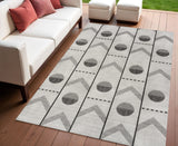4' X 6' Cream And Black Geometric Indoor Outdoor Area Rug