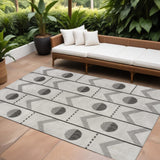 8' X 10' Cream And Black Geometric Indoor Outdoor Area Rug