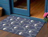 3' X 5' Navy Blue And Cream Geometric Indoor Outdoor Area Rug