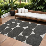 8' X 10' Black And Cream Geometric Indoor Outdoor Area Rug