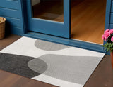 3' X 5' Cream And Black Geometric Indoor Outdoor Area Rug