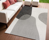 4' X 6' Cream And Black Geometric Indoor Outdoor Area Rug