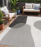 5' X 8' Cream And Black Geometric Indoor Outdoor Area Rug