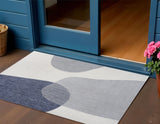 3' X 5' Cream And Navy Blue Geometric Indoor Outdoor Area Rug