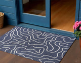 3' X 5' Navy Blue And Cream Abstract Indoor Outdoor Area Rug