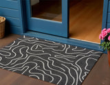 3' X 5' Black And Cream Abstract Indoor Outdoor Area Rug