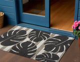 3' X 5' Black And Beige Floral Indoor Outdoor Area Rug