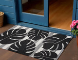 3' X 5' Black And Gray Floral Indoor Outdoor Area Rug