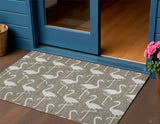 3' X 5' Beige And White Animal Print Indoor Outdoor Area Rug