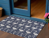 3' X 5' Navy Blue And White Animal Print Indoor Outdoor Area Rug