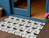 3' X 5' White And Black Animal Print Indoor Outdoor Area Rug