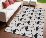 4' X 6' White And Black Animal Print Indoor Outdoor Area Rug