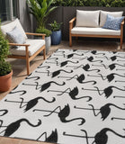 5' X 8' White And Black Animal Print Indoor Outdoor Area Rug