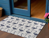 3' X 5' White And Navy Blue Animal Print Indoor Outdoor Area Rug