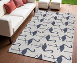 4' X 6' White And Navy Blue Animal Print Indoor Outdoor Area Rug