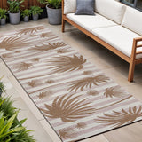 8' Pink And Cream Floral Indoor Outdoor Runner Rug
